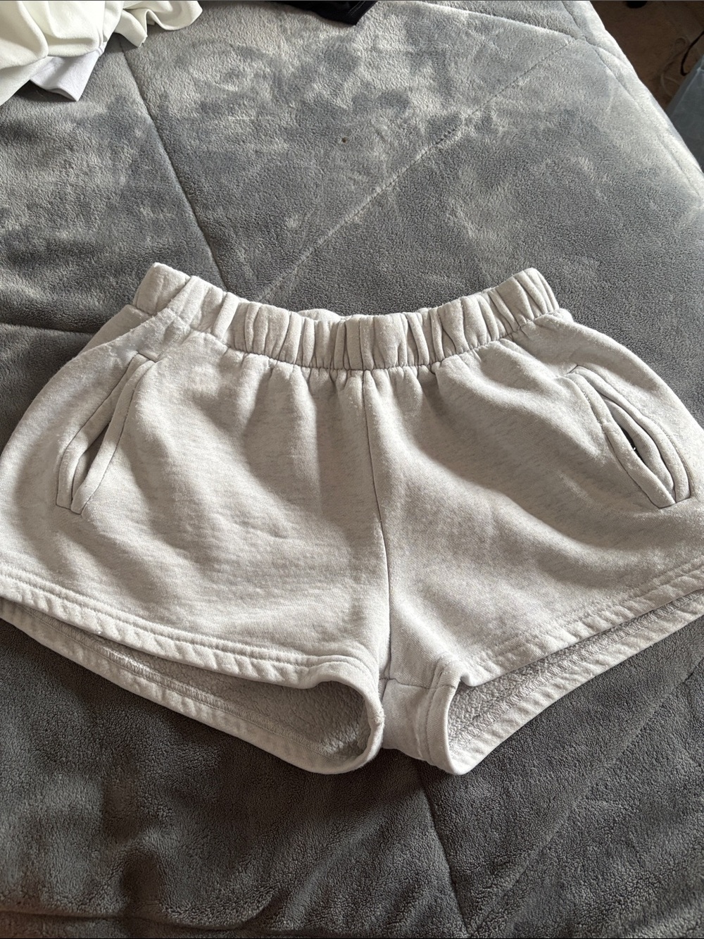 High-Rise Athletic Shorts in Cream — Women's Elastic Waist